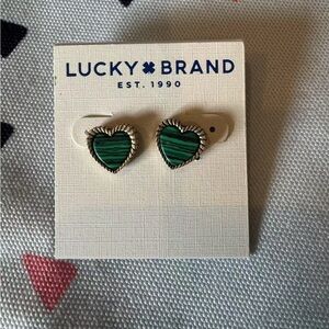 Lucky Brand Green Heart Earrings
